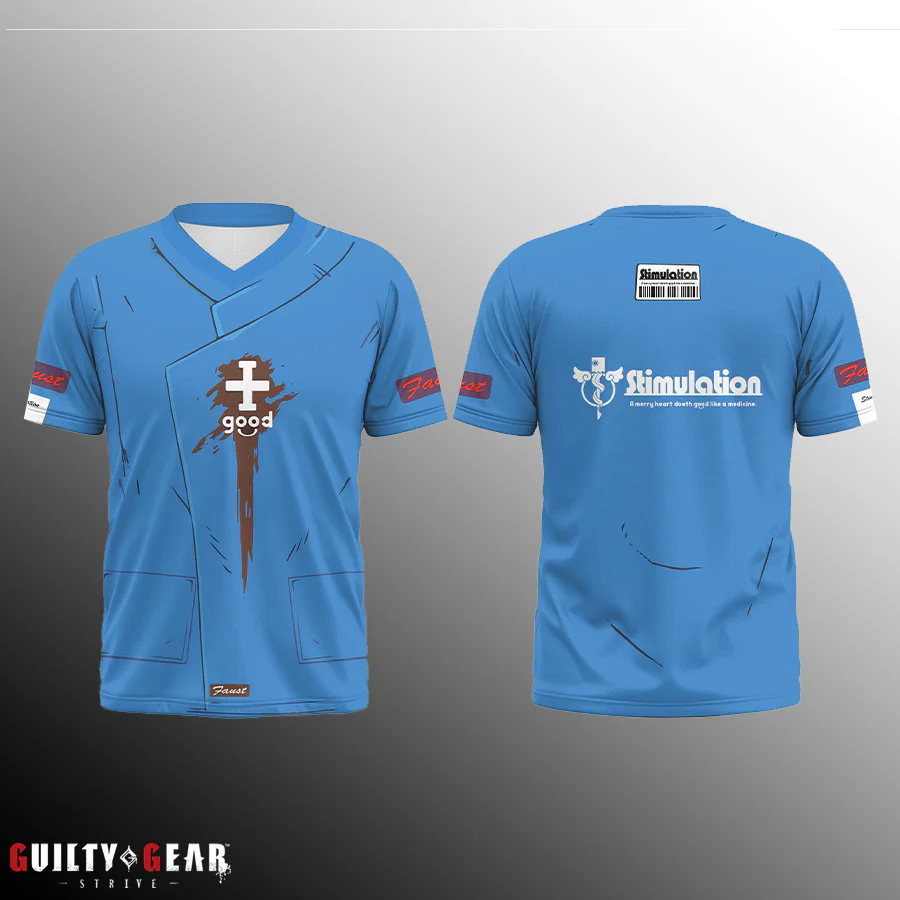 Guilty Gear -Strive- Faust Cosplay V-Neck T-Shirt with Pockets - Image 4